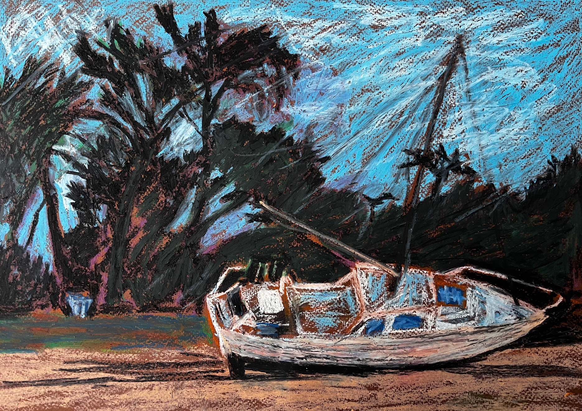 Segelschiff bei Ebbe